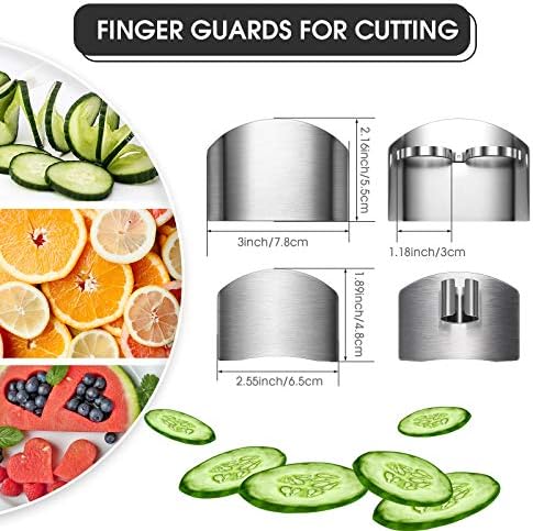 6 Pieces Finger Guards for Cutting Stainless Steel Finger Protectors Adjustable Safe Slice Hand Guard Protect for Food Chopping Slicing Cutting, 2 Styles