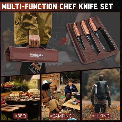 Serbian Chef Knife with Leather Sheath, Full Tang Butcher Knives