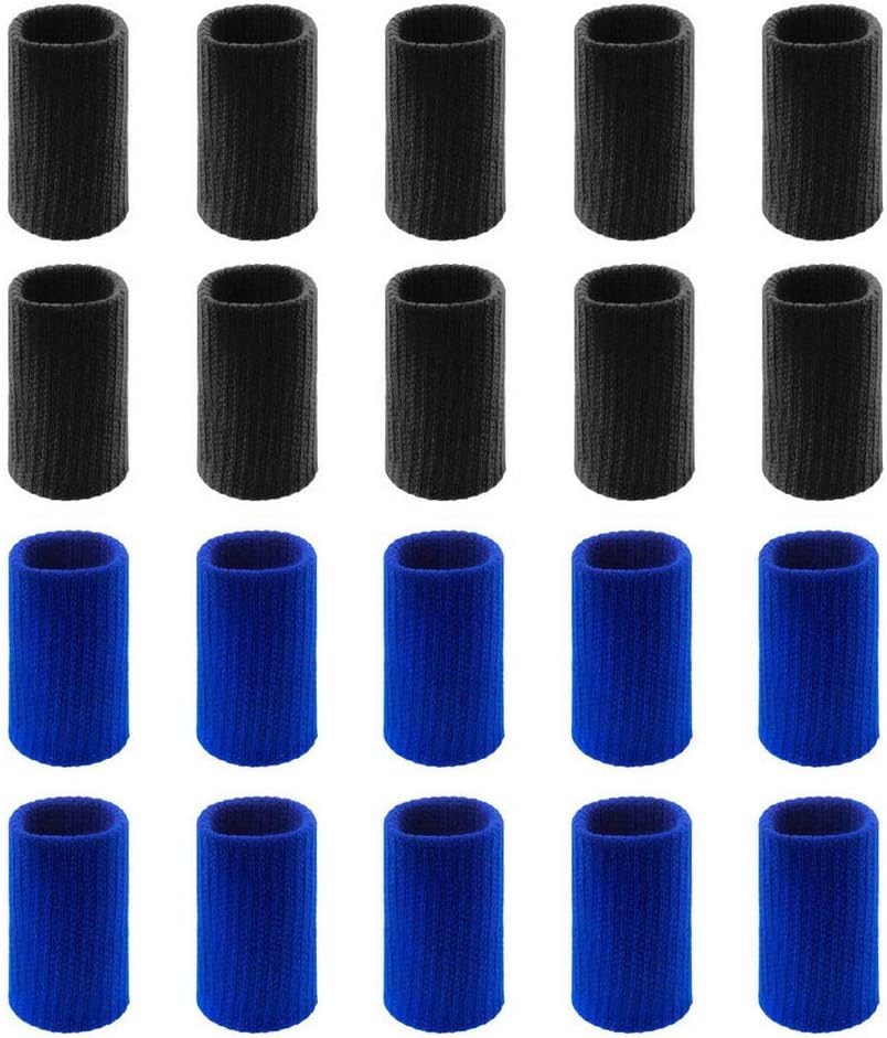 20 Pcs Finger Sleeves Protectors, Elastic Sport Finger Sleeves, Blue/Black | Breathable Nylon-Spandex Blend, Soft Stretch Fit, Helps Reduce Finger Discomfort, For Sports And Daily Wear