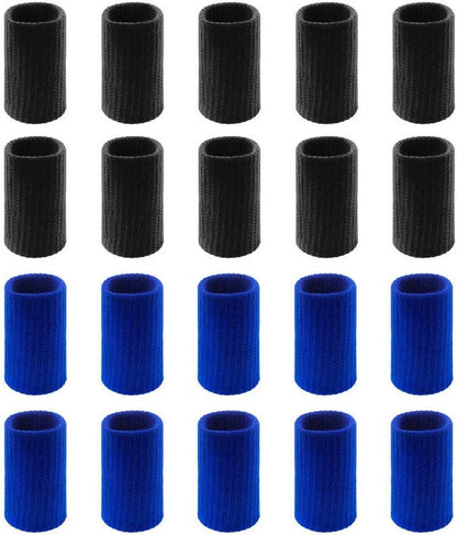 20 Pcs Finger Sleeves Protectors, Elastic Sport Finger Sleeves, Blue/Black | Breathable Nylon-Spandex Blend, Soft Stretch Fit, Helps Reduce Finger Discomfort, For Sports And Daily Wear
