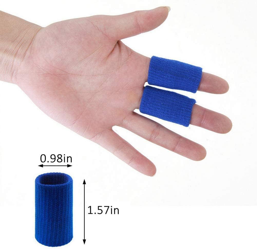 20 Pcs Finger Sleeves Protectors, Elastic Sport Finger Sleeves, Blue/Black | Breathable Nylon-Spandex Blend, Soft Stretch Fit, Helps Reduce Finger Discomfort, For Sports And Daily Wear