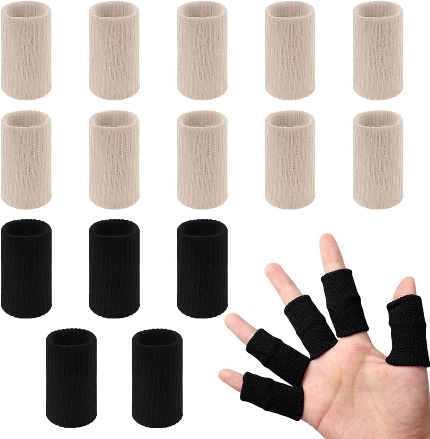 20 Pcs Finger Sleeves Protectors, Elastic Sport Finger Sleeves, Blue/Black | Breathable Nylon-Spandex Blend, Soft Stretch Fit, Helps Reduce Finger Discomfort, For Sports And Daily Wear