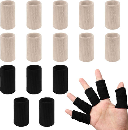 20 Pcs Finger Sleeves Protectors, Elastic Sport Finger Sleeves, Blue/Black | Breathable Nylon-Spandex Blend, Soft Stretch Fit, Helps Reduce Finger Discomfort, For Sports And Daily Wear
