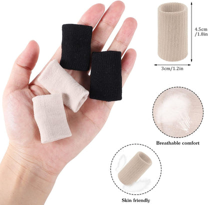 20 Pcs Finger Sleeves Protectors, Elastic Sport Finger Sleeves, Blue/Black | Breathable Nylon-Spandex Blend, Soft Stretch Fit, Helps Reduce Finger Discomfort, For Sports And Daily Wear