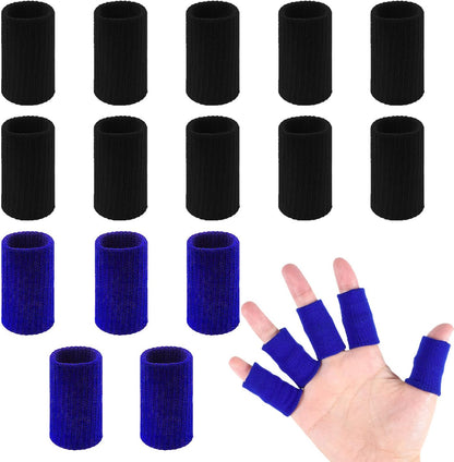 20 Pcs Finger Sleeves Protectors, Elastic Sport Finger Sleeves, Blue/Black | Breathable Nylon-Spandex Blend, Soft Stretch Fit, Helps Reduce Finger Discomfort, For Sports And Daily Wear