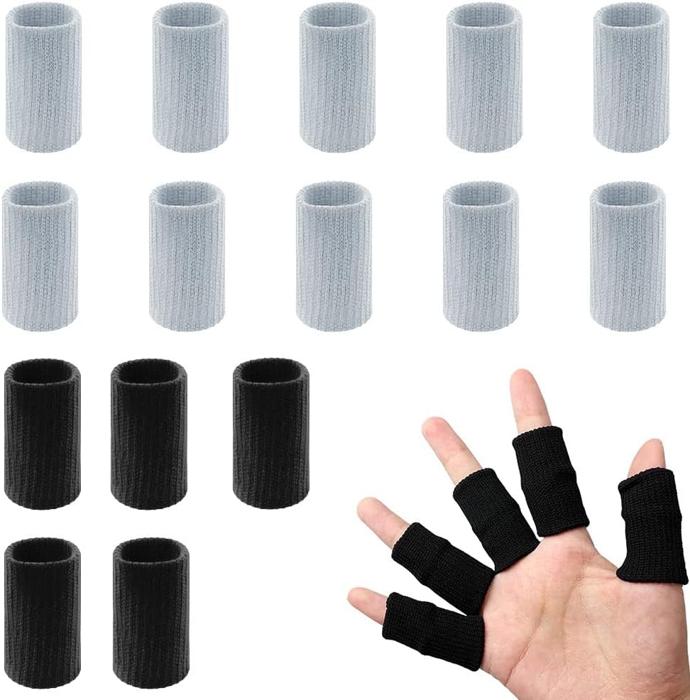 20 Pcs Finger Sleeves Protectors, Elastic Sport Finger Sleeves, Blue/Black | Breathable Nylon-Spandex Blend, Soft Stretch Fit, Helps Reduce Finger Discomfort, For Sports And Daily Wear