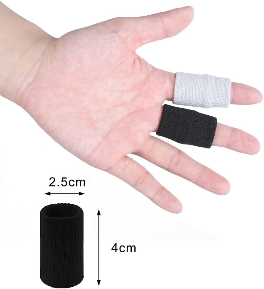 20 Pcs Finger Sleeves Protectors, Elastic Sport Finger Sleeves, Blue/Black | Breathable Nylon-Spandex Blend, Soft Stretch Fit, Helps Reduce Finger Discomfort, For Sports And Daily Wear