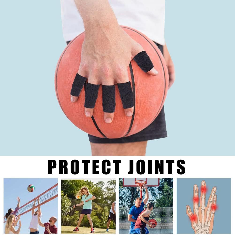 20 Pcs Finger Sleeves Protectors, Elastic Sport Finger Sleeves, Blue/Black | Breathable Nylon-Spandex Blend, Soft Stretch Fit, Helps Reduce Finger Discomfort, For Sports And Daily Wear