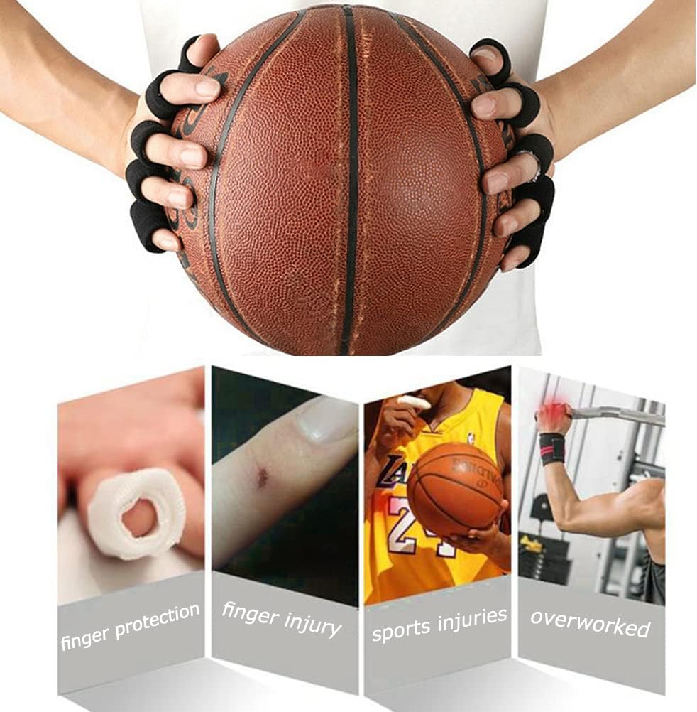 20 Pcs Finger Sleeves Protectors, Elastic Sport Finger Sleeves, Blue/Black | Breathable Nylon-Spandex Blend, Soft Stretch Fit, Helps Reduce Finger Discomfort, For Sports And Daily Wear