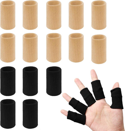 20 Pcs Finger Sleeves Protectors, Elastic Sport Finger Sleeves, Blue/Black | Breathable Nylon-Spandex Blend, Soft Stretch Fit, Helps Reduce Finger Discomfort, For Sports And Daily Wear