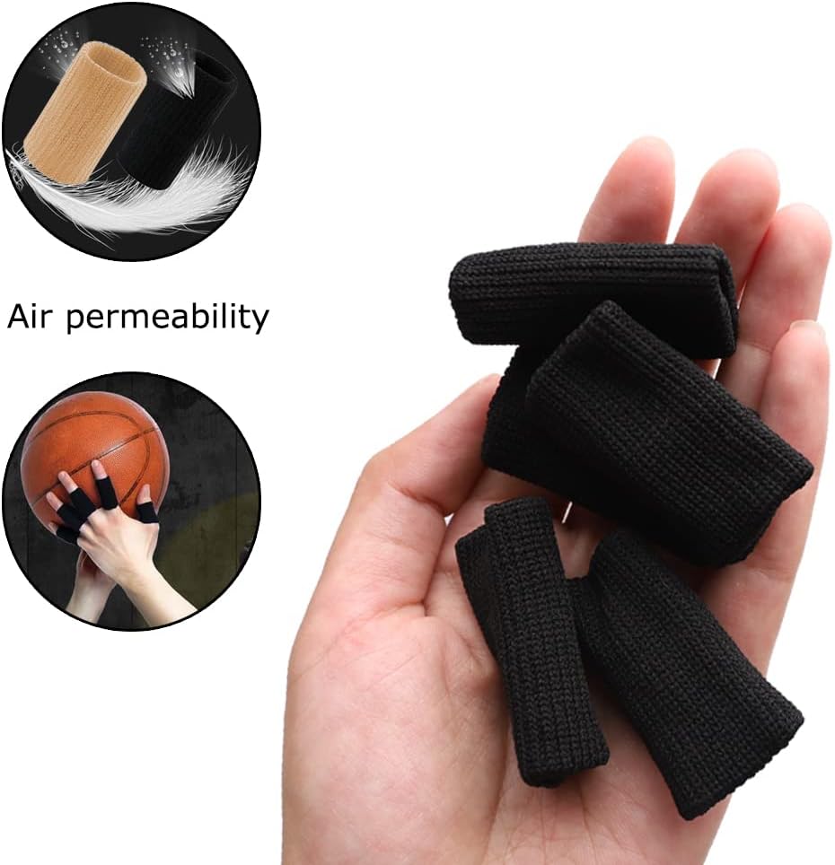 20 Pcs Finger Sleeves Protectors, Elastic Sport Finger Sleeves, Blue/Black | Breathable Nylon-Spandex Blend, Soft Stretch Fit, Helps Reduce Finger Discomfort, For Sports And Daily Wear