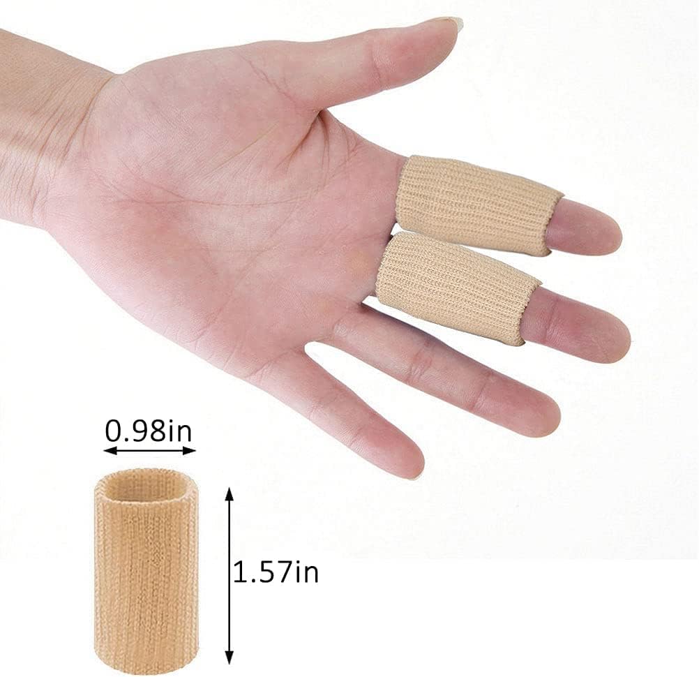 20 Pcs Finger Sleeves Protectors, Elastic Sport Finger Sleeves, Blue/Black | Breathable Nylon-Spandex Blend, Soft Stretch Fit, Helps Reduce Finger Discomfort, For Sports And Daily Wear