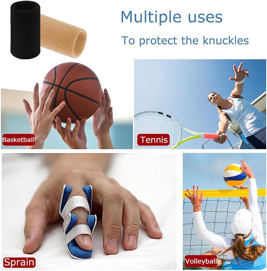20 Pcs Finger Sleeves Protectors, Elastic Sport Finger Sleeves, Blue/Black | Breathable Nylon-Spandex Blend, Soft Stretch Fit, Helps Reduce Finger Discomfort, For Sports And Daily Wear