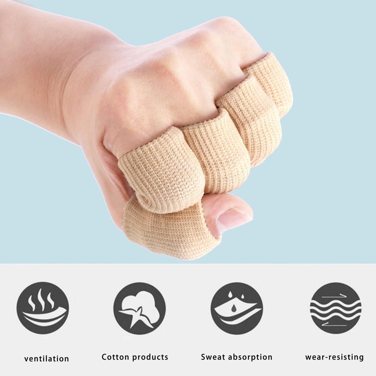 20 Pcs Finger Sleeves Protectors, Elastic Sport Finger Sleeves, Blue/Black | Breathable Nylon-Spandex Blend, Soft Stretch Fit, Helps Reduce Finger Discomfort, For Sports And Daily Wear