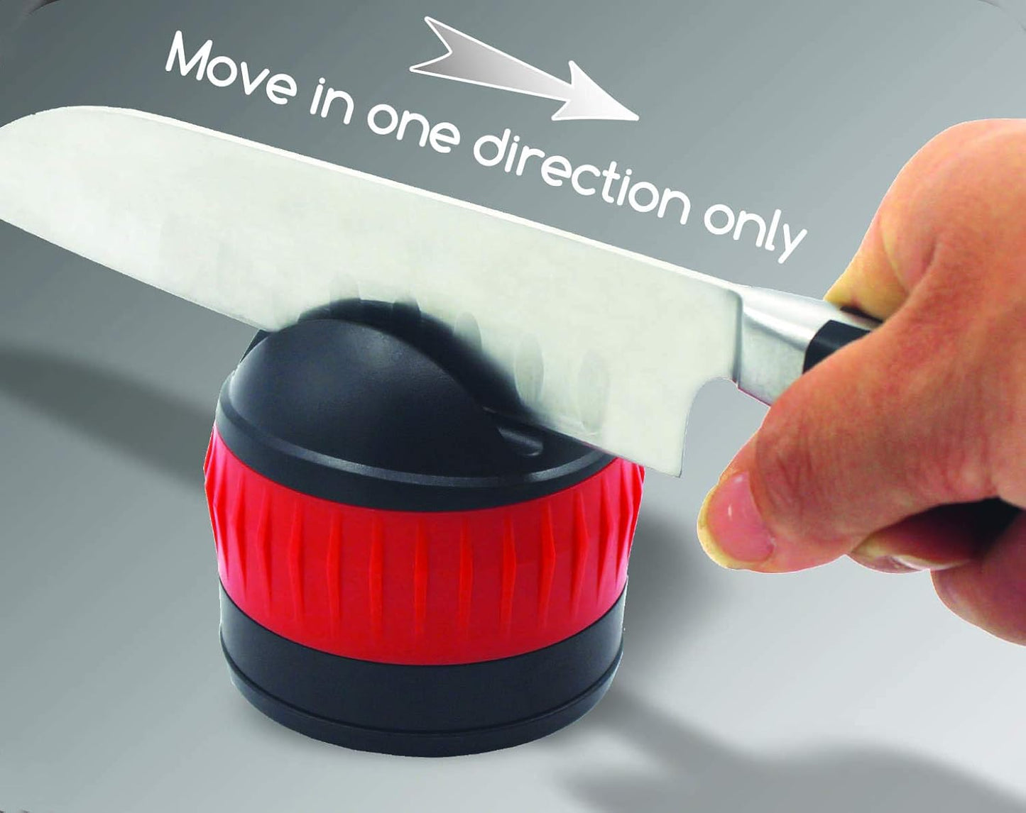 Knife Sharpener with Suction Kitchen Safety Seals to the Counter for One Handed Sharpening of Knives. In 3 Steps Blades Make Diamond Sharp Slices Rated Near Chef Quality. Skip the Electric Tool