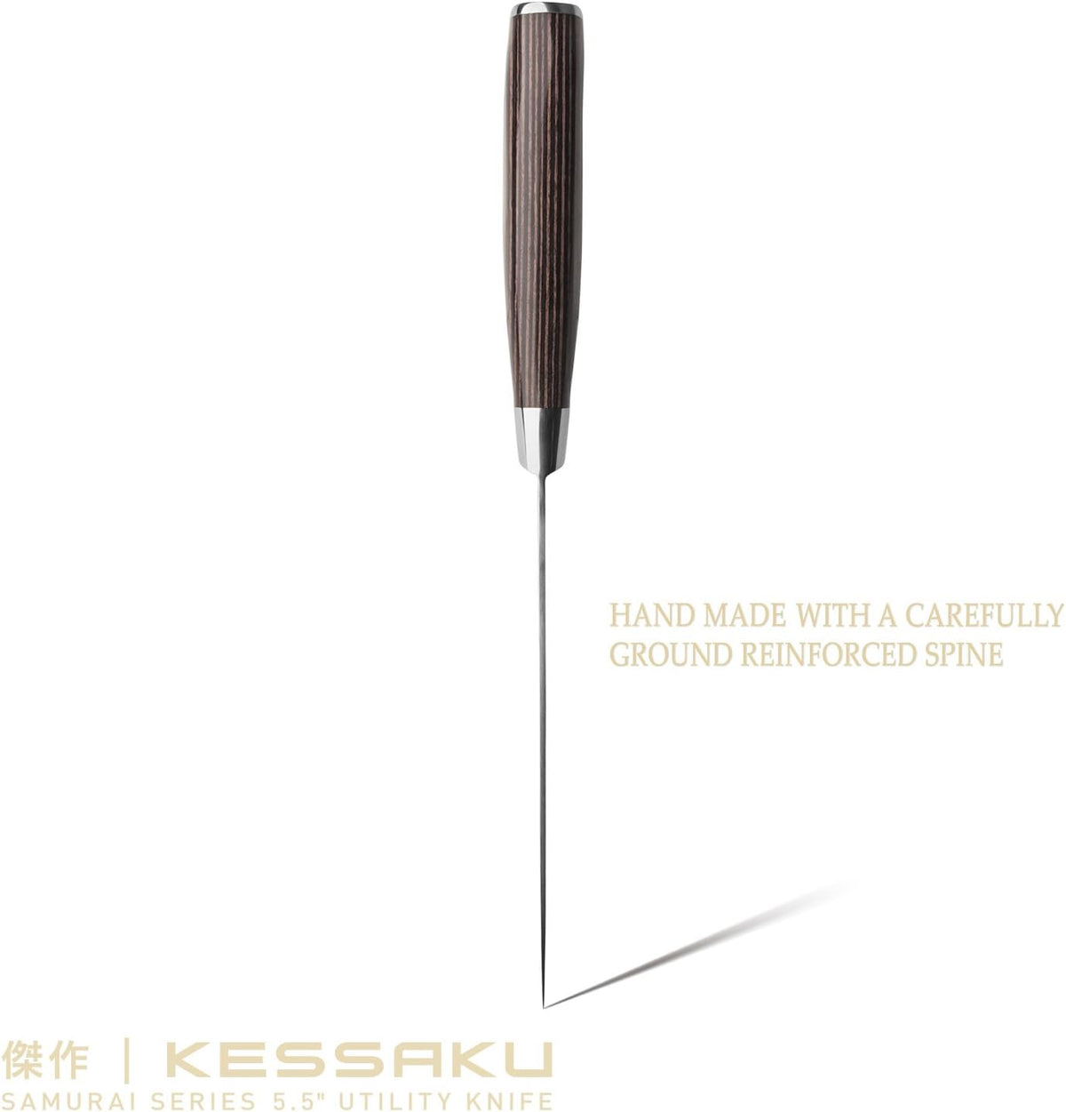 Serrated Utility Knife - 5.5 inch - Samurai Series - Razor Sharp Kitchen Knife - Forged 7Cr17MoV High Carbon Stainless Steel - Wood Handle with Blade Guard