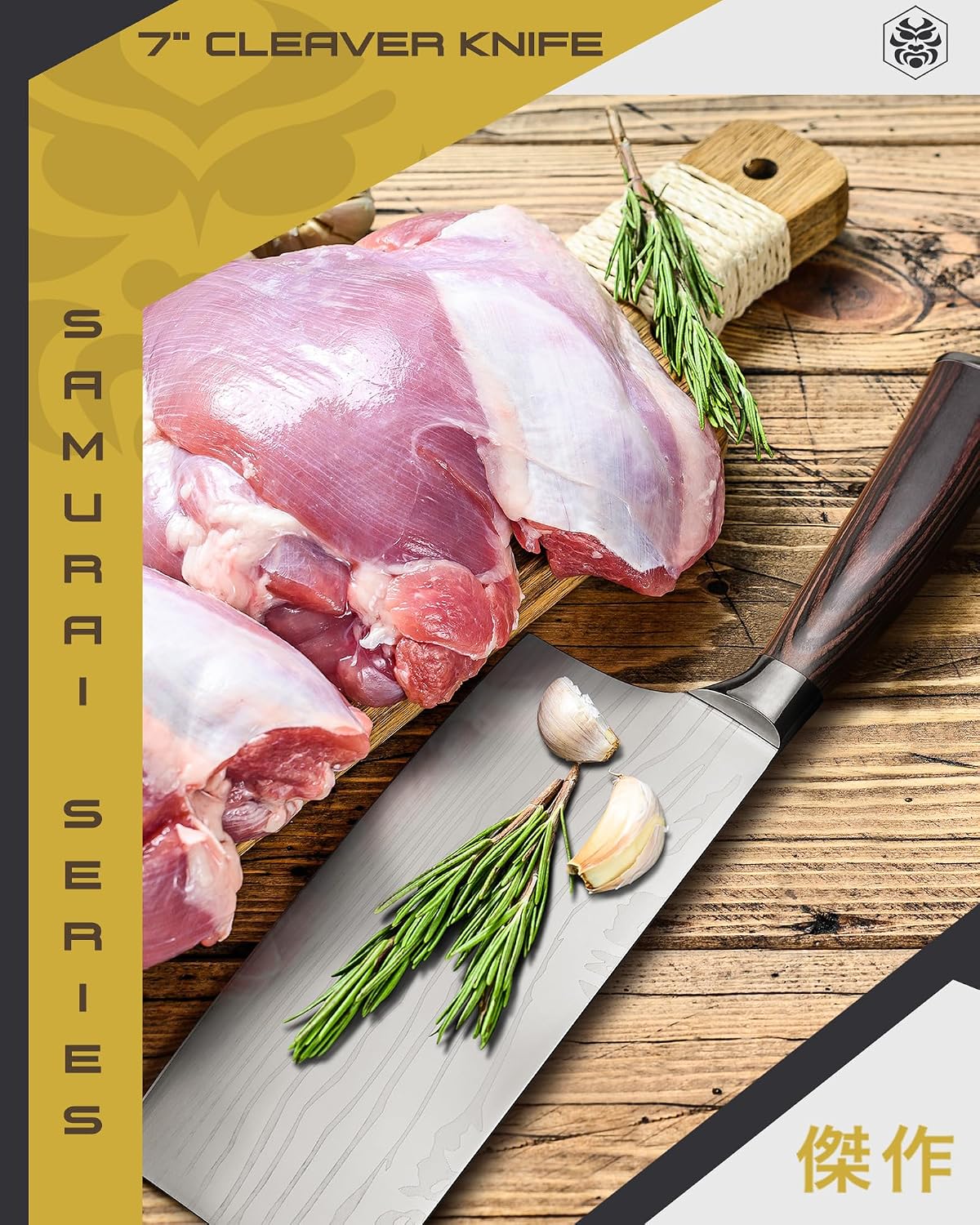 Serrated Utility Knife - 5.5 inch - Samurai Series - Razor Sharp Kitchen Knife - Forged 7Cr17MoV High Carbon Stainless Steel - Wood Handle with Blade Guard