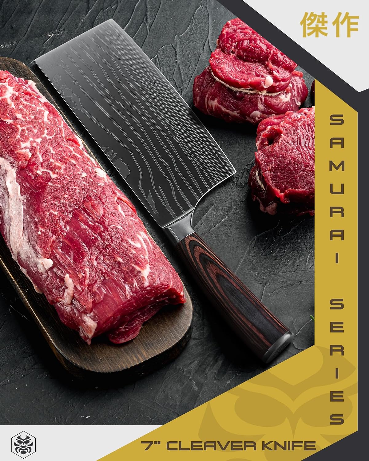 Serrated Utility Knife - 5.5 inch - Samurai Series - Razor Sharp Kitchen Knife - Forged 7Cr17MoV High Carbon Stainless Steel - Wood Handle with Blade Guard
