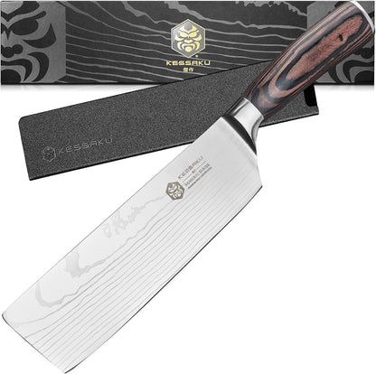 Serrated Utility Knife - 5.5 inch - Samurai Series - Razor Sharp Kitchen Knife - Forged 7Cr17MoV High Carbon Stainless Steel - Wood Handle with Blade Guard