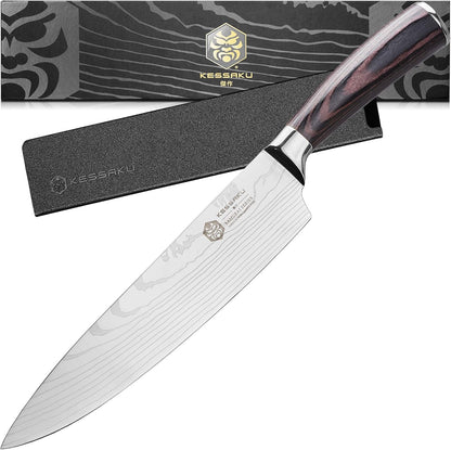 Serrated Utility Knife - 5.5 inch - Samurai Series - Razor Sharp Kitchen Knife - Forged 7Cr17MoV High Carbon Stainless Steel - Wood Handle with Blade Guard