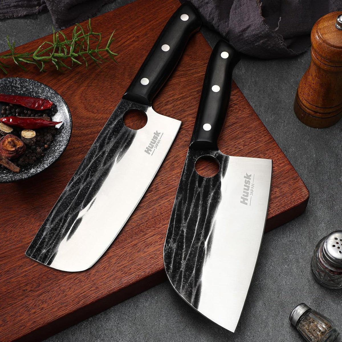 Huusk Knives Set, Serbian Chef Knife Set with Bag - Japanese Kitchen Knives
