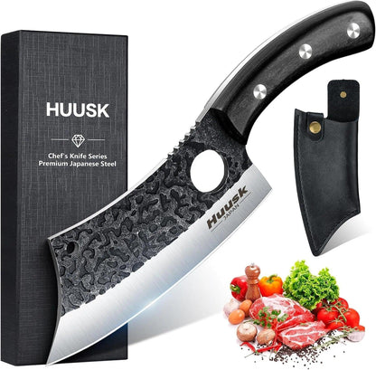 Huusk Knives Set, Serbian Chef Knife Set with Bag - Japanese Kitchen Knives