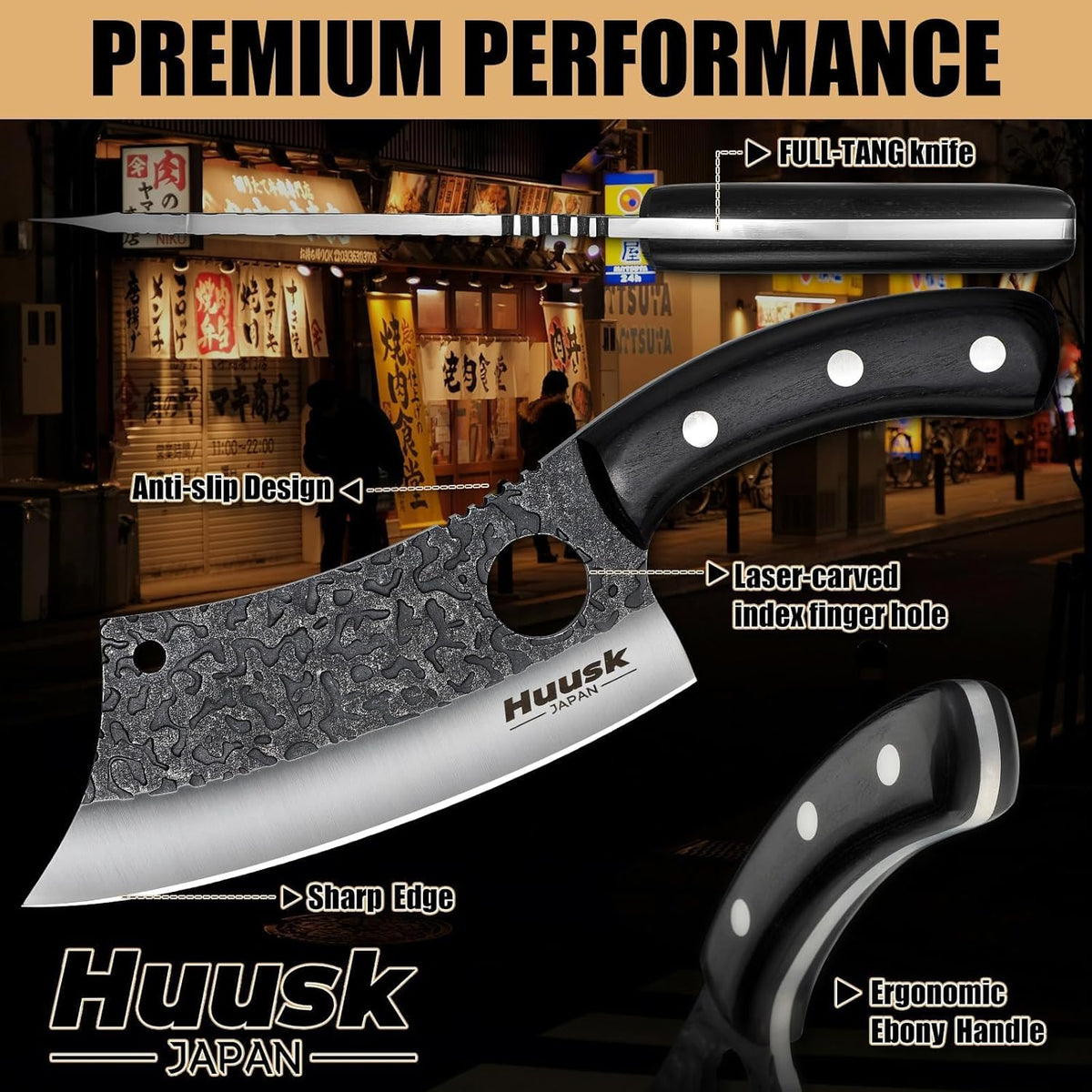 Huusk Knives Set, Serbian Chef Knife Set with Bag - Japanese Kitchen Knives