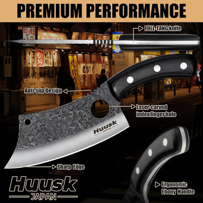 Huusk Knives Set, Serbian Chef Knife Set with Bag - Japanese Kitchen Knives