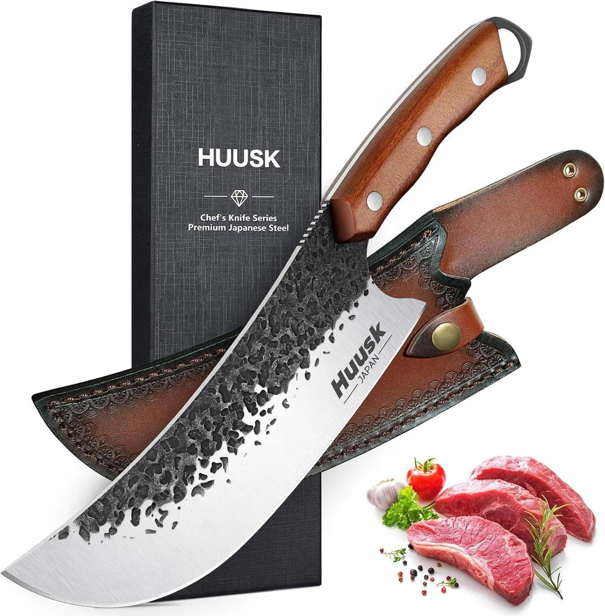 Huusk Knives Set, Serbian Chef Knife Set with Bag - Japanese Kitchen Knives