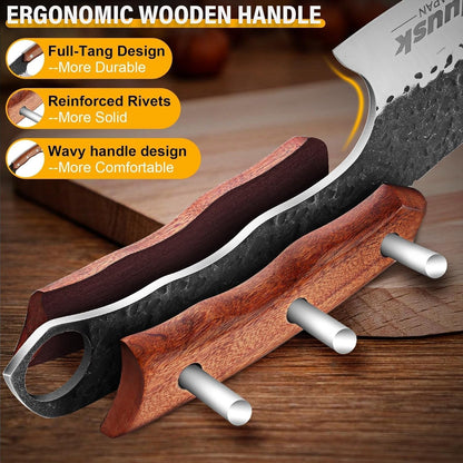 Huusk Knives Set, Serbian Chef Knife Set with Bag - Japanese Kitchen Knives