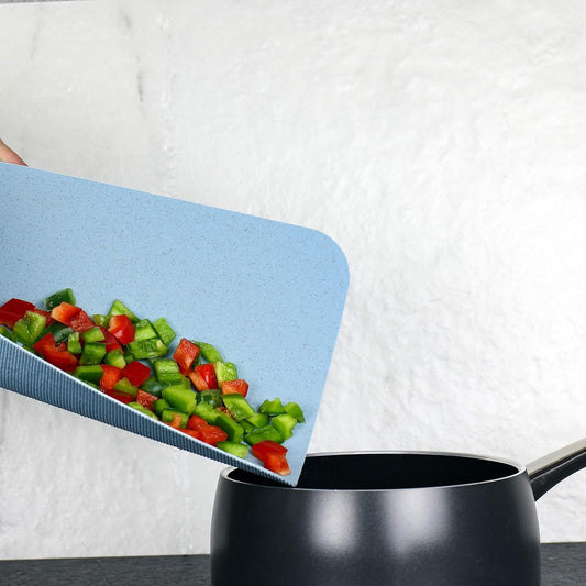 Eco-Friendly Wheat Straw Cutting Board with Durable Plastic Backing, 3-Piece Flexible Cutting Board Set (Pink, Blue, Green)