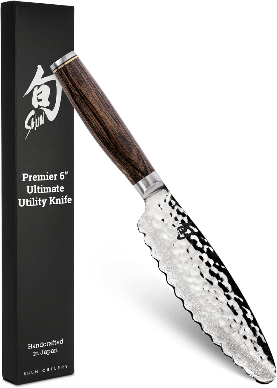Premier 6" Ultimate Utility Knife, Handcrafted Japanese Knife, VG-MAX Core with Damascus Stainless Steel Cladding, Pakkawood Handle, Precision and Sharpness for Professional and Home Chefs