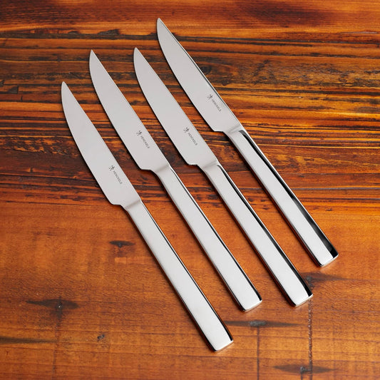 4-pc Polished Stainless Steel Serrated Steak Knife Set