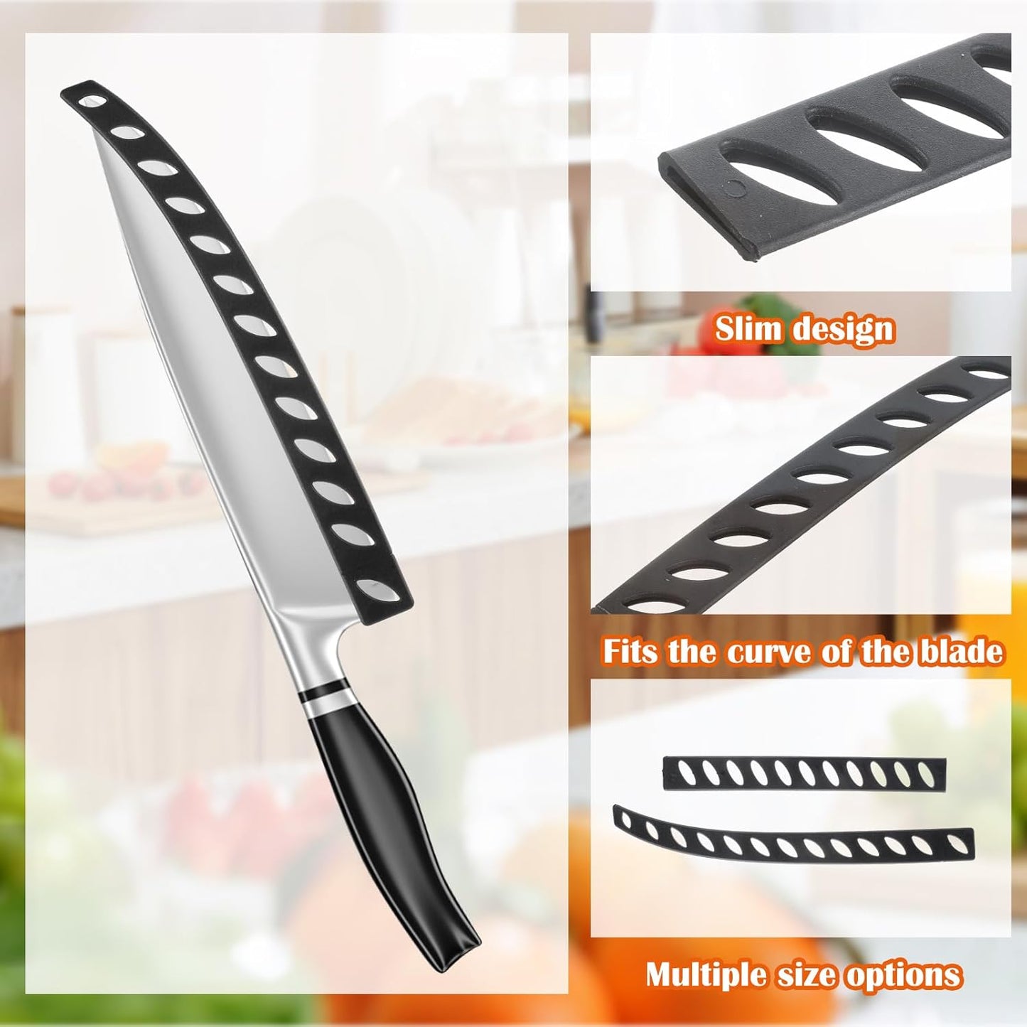 20 Pack Safety Knife Cover Sleeves Knives Edge Guard Blade Protector Universal Kitchen Knife Sheath Blade Cover for Kitchen Knives Chef Bread Utility Paring Black 2 Sizes PP Material