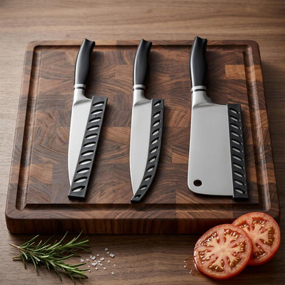 20 Pack Safety Knife Cover Sleeves Knives Edge Guard Blade Protector Universal Kitchen Knife Sheath Blade Cover for Kitchen Knives Chef Bread Utility Paring Black 2 Sizes PP Material