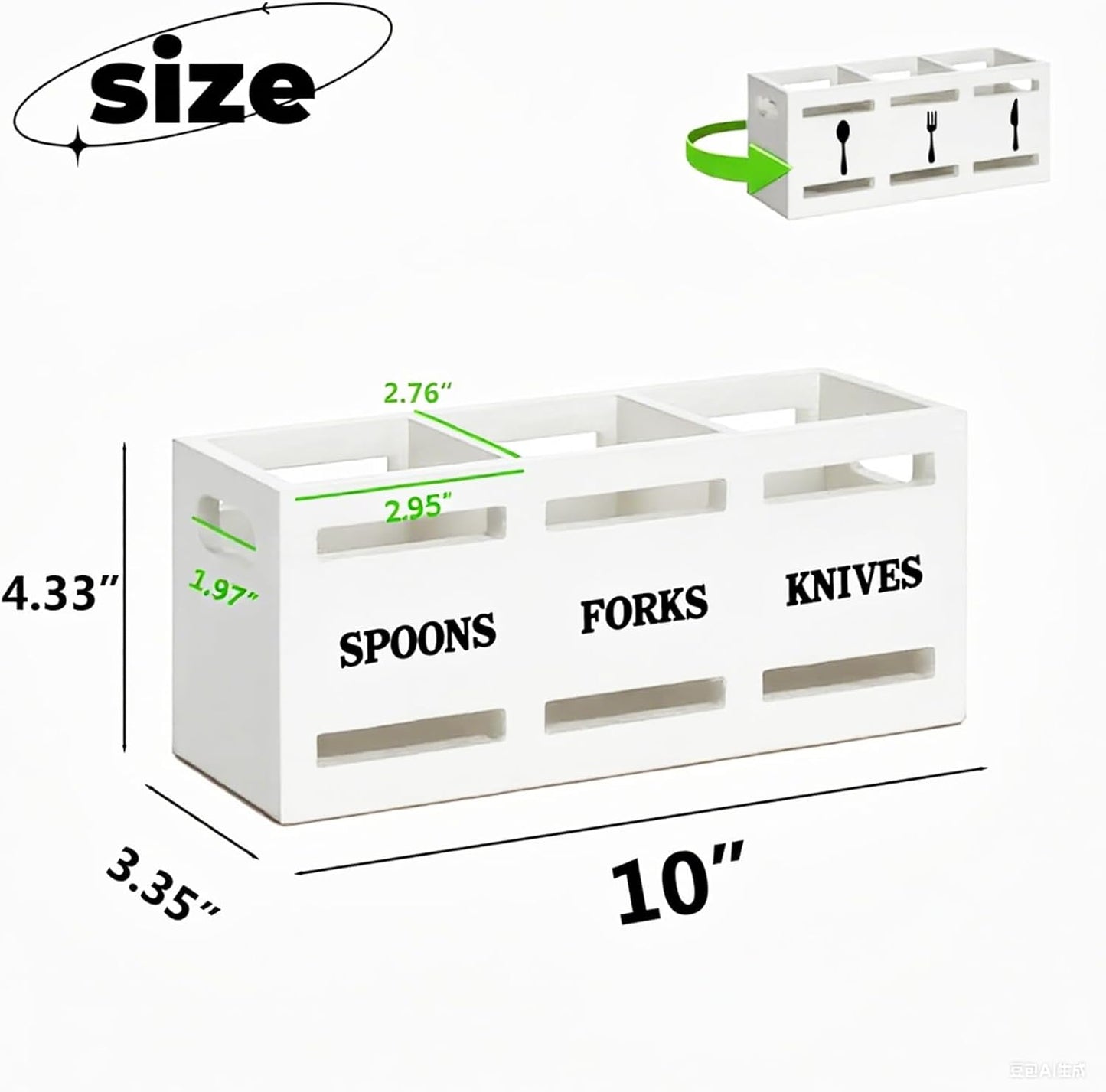 Kitchen Utensil Holder Wooden Cutlery Holder Silverware Containers | Black Utensil Caddy Cutlery Organizer 3 Compartment Tools Organizer for Kitchen Counter Spoons Forks Knives Tools Storage