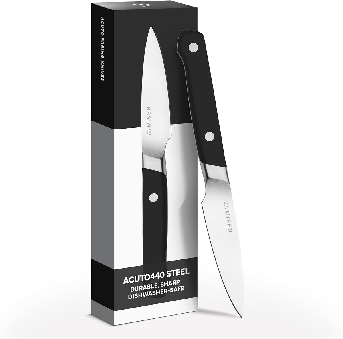 3.5‑Inch Paring Knife 2.0 - AICHI ACUTO440 High‑Carbon Stainless Steel, Rust‑Proof Blade - Ergonomic Spine, Precision Peeling, Trimming, and Slicing - Lightweight & Versatile - Black