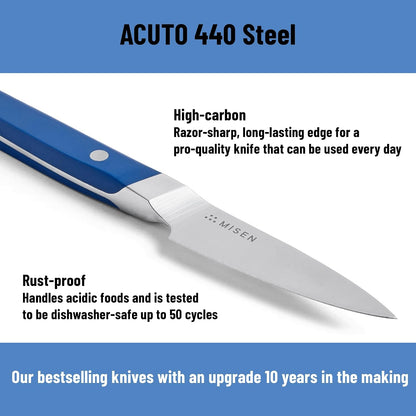 3.5‑Inch Paring Knife 2.0 - AICHI ACUTO440 High‑Carbon Stainless Steel, Rust‑Proof Blade - Ergonomic Spine, Precision Peeling, Trimming, and Slicing - Lightweight & Versatile - Black