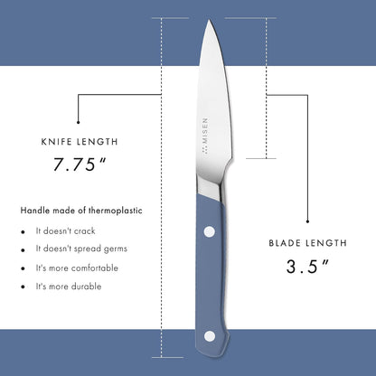 3.5‑Inch Paring Knife 2.0 - AICHI ACUTO440 High‑Carbon Stainless Steel, Rust‑Proof Blade - Ergonomic Spine, Precision Peeling, Trimming, and Slicing - Lightweight & Versatile - Black