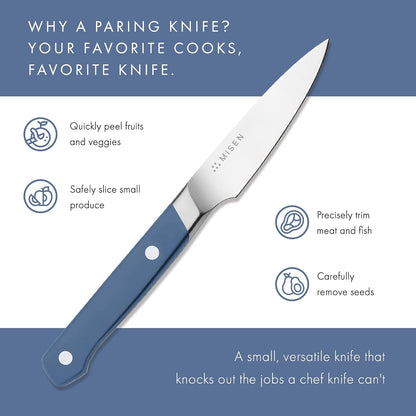 3.5‑Inch Paring Knife 2.0 - AICHI ACUTO440 High‑Carbon Stainless Steel, Rust‑Proof Blade - Ergonomic Spine, Precision Peeling, Trimming, and Slicing - Lightweight & Versatile - Black