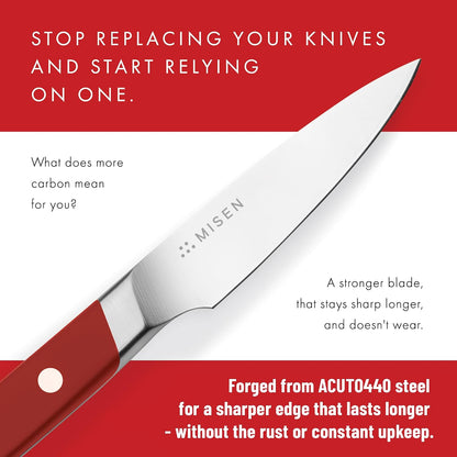 3.5‑Inch Paring Knife 2.0 - AICHI ACUTO440 High‑Carbon Stainless Steel, Rust‑Proof Blade - Ergonomic Spine, Precision Peeling, Trimming, and Slicing - Lightweight & Versatile - Black