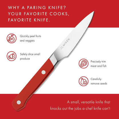 3.5‑Inch Paring Knife 2.0 - AICHI ACUTO440 High‑Carbon Stainless Steel, Rust‑Proof Blade - Ergonomic Spine, Precision Peeling, Trimming, and Slicing - Lightweight & Versatile - Black