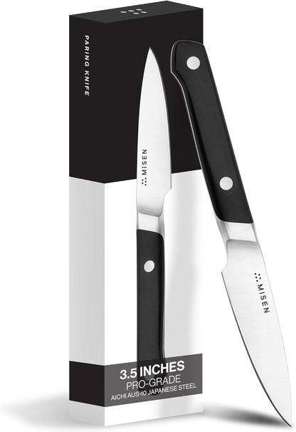 3.5‑Inch Paring Knife 2.0 - AICHI ACUTO440 High‑Carbon Stainless Steel, Rust‑Proof Blade - Ergonomic Spine, Precision Peeling, Trimming, and Slicing - Lightweight & Versatile - Black