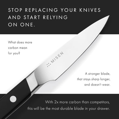 3.5‑Inch Paring Knife 2.0 - AICHI ACUTO440 High‑Carbon Stainless Steel, Rust‑Proof Blade - Ergonomic Spine, Precision Peeling, Trimming, and Slicing - Lightweight & Versatile - Black