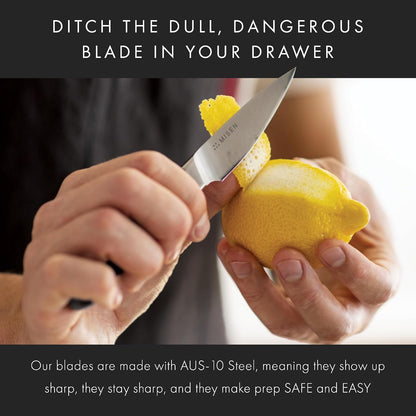 3.5‑Inch Paring Knife 2.0 - AICHI ACUTO440 High‑Carbon Stainless Steel, Rust‑Proof Blade - Ergonomic Spine, Precision Peeling, Trimming, and Slicing - Lightweight & Versatile - Black