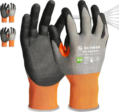 A6 AIR-SKIN Cut Resistant Work Gloves, Comfortable & Breathable, 21-Gauge Seamless Knit Flexible Safety Working Gloves with Grip for Refined Tasks, Touch-screen, 1 Pair, S, AR5926