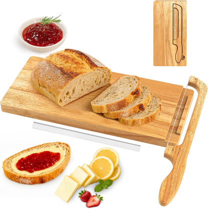 Sourdough Bread Bow Knife and Cutting Board With Magnetic Storage | Bread Slicer Set for Homemade Loaves with Cutting Groove, Space-Saving, Right & Left Handed, Ideal Baking Gift for Home Baker