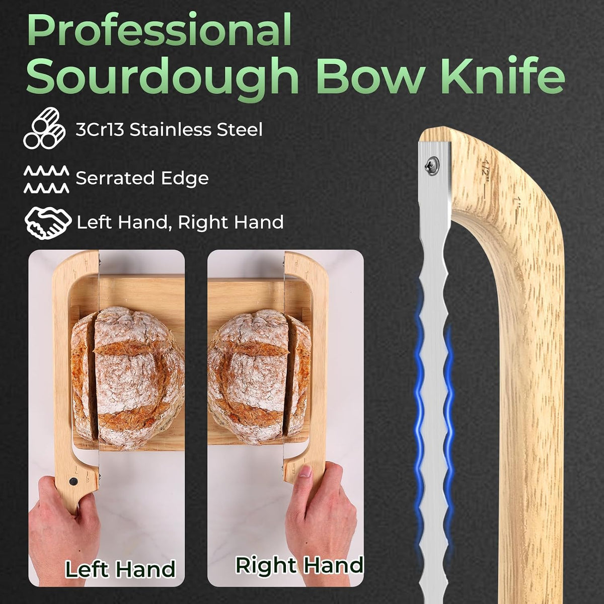 Sourdough Bread Bow Knife and Cutting Board With Magnetic Storage | Bread Slicer Set for Homemade Loaves with Cutting Groove, Space-Saving, Right & Left Handed, Ideal Baking Gift for Home Baker