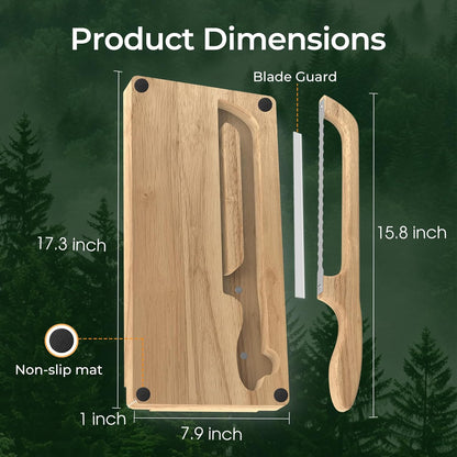 Sourdough Bread Bow Knife and Cutting Board With Magnetic Storage | Bread Slicer Set for Homemade Loaves with Cutting Groove, Space-Saving, Right & Left Handed, Ideal Baking Gift for Home Baker