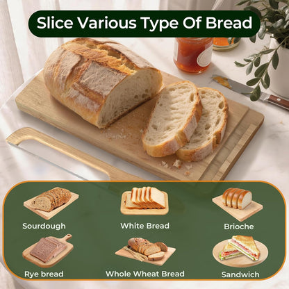 Sourdough Bread Bow Knife and Cutting Board With Magnetic Storage | Bread Slicer Set for Homemade Loaves with Cutting Groove, Space-Saving, Right & Left Handed, Ideal Baking Gift for Home Baker